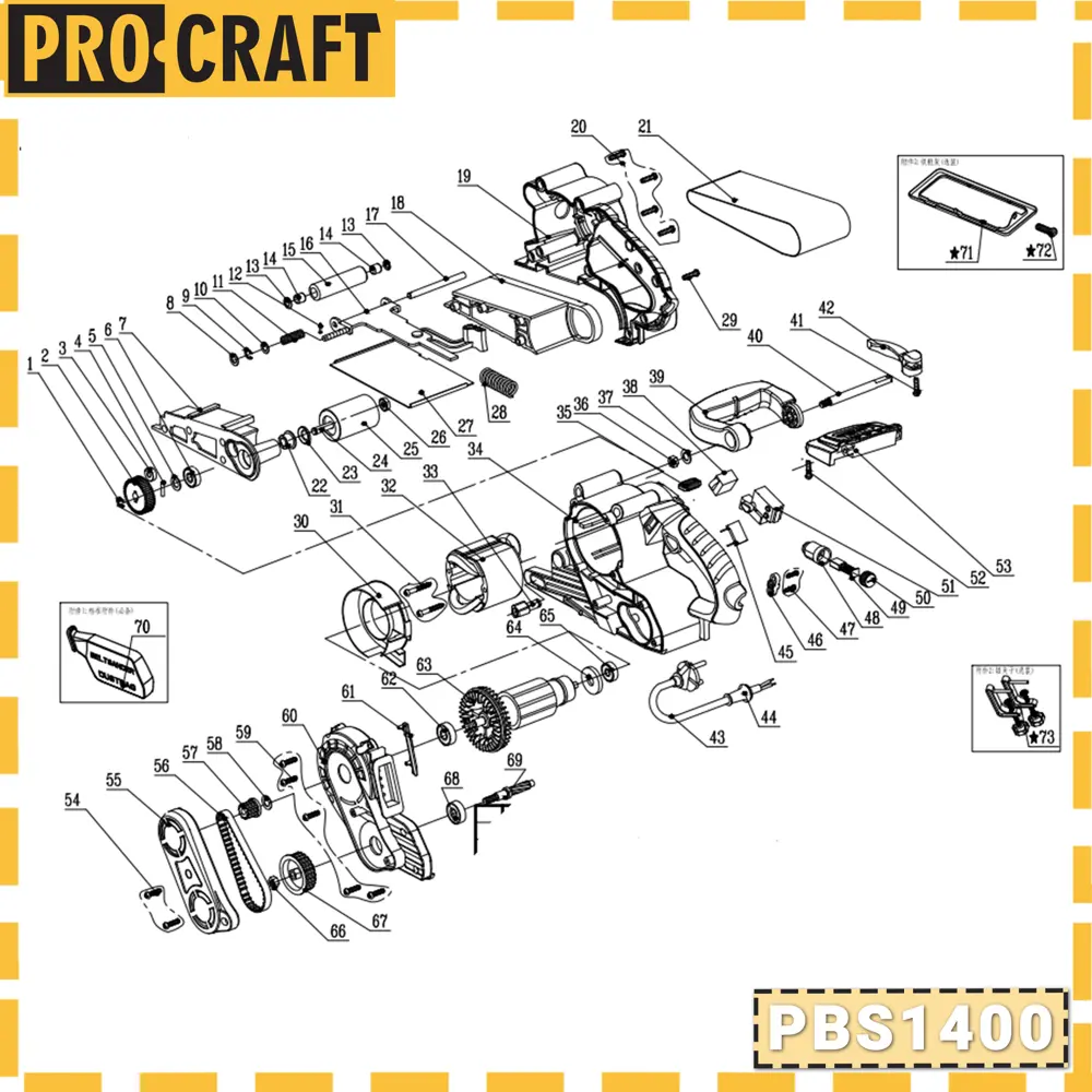 Фото 9 Ленточная шлифмашина сетевая бесщеточная Procraft PBS1400, 1350 Вт, 75 x 457 мм Фото 9 Ленточная шлифмашина сетевая бесщеточная Procraft PBS1400, 1350 Вт, 75 x 457 мм