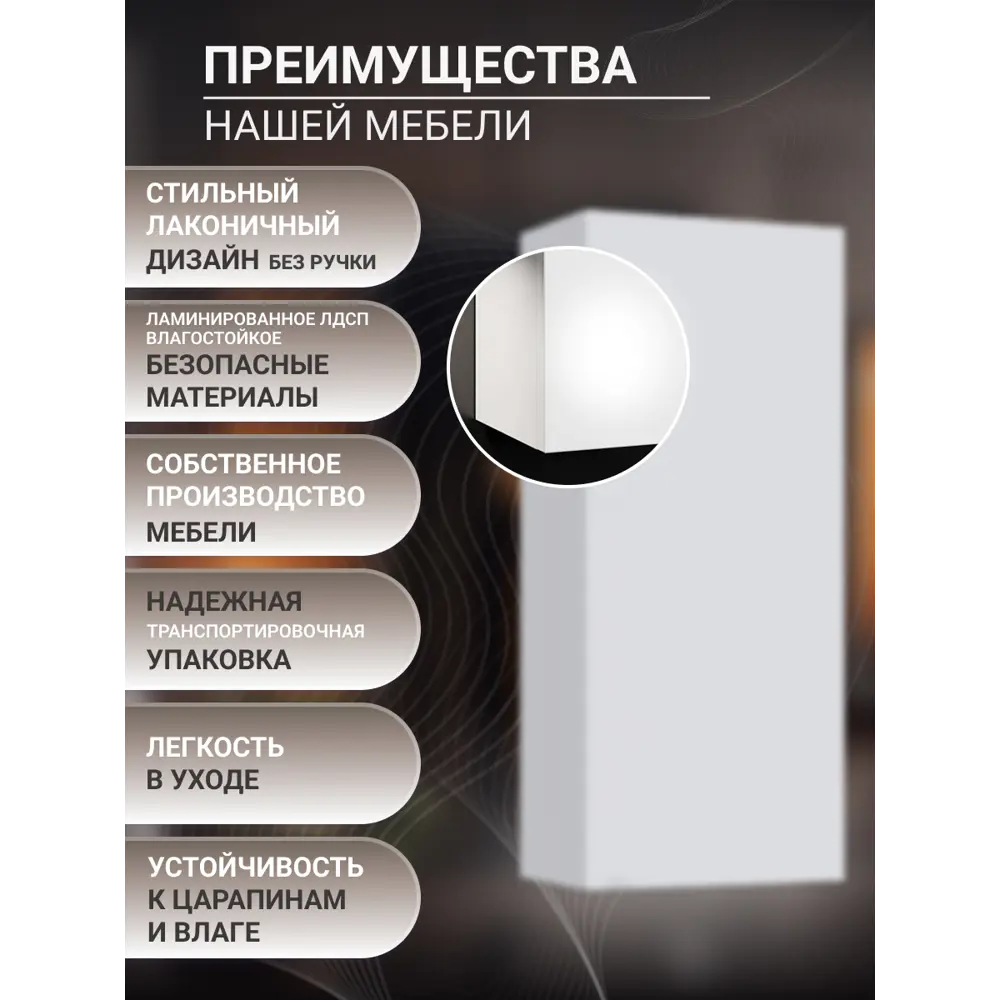 Фото 2 Шкаф для ванной комнаты Storys ЭКО навесной 30 см цвет белый Фото 2 Шкаф для ванной комнаты Storys ЭКО навесной 30 см цвет белый