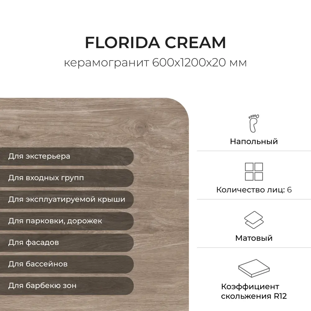 Фото 2 Керамогранит Керамопро Florida Cream 60x120см цвет бежевый Фото 2 Керамогранит Керамопро Florida Cream 60x120см цвет бежевый