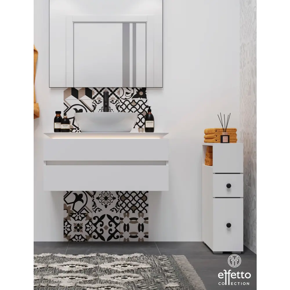 Фото 9 Пенал для ванной напольный Effetto Compact 19.2 см с ящиками цвет белый Фото 9 Пенал для ванной напольный Effetto Compact 19.2 см с ящиками цвет белый