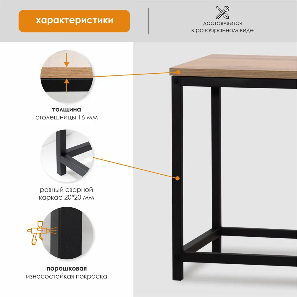 Фото 2 Табурет для кухни в стиле Лофт с металлическим каркасом коричневый 1 шт