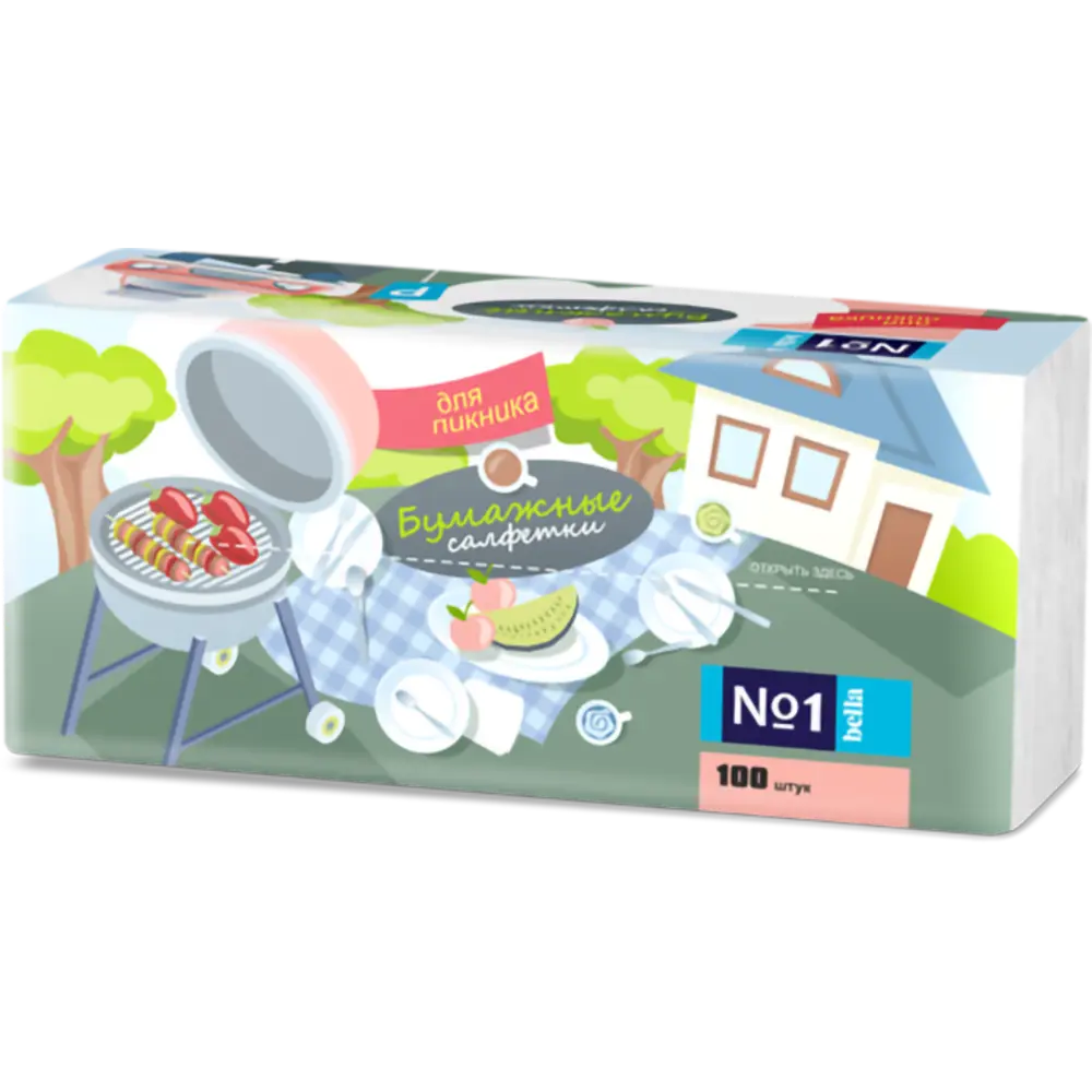 Фото Салфетки бумажные Bella №1 «пикник на даче» 100шт