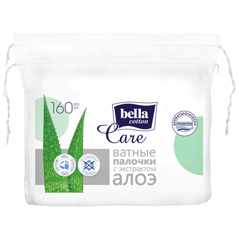 Фото Ватные палочки Bella cotton care с экстрактом алоэ 160 шт Фото Ватные палочки Bella cotton care с экстрактом алоэ 160 шт