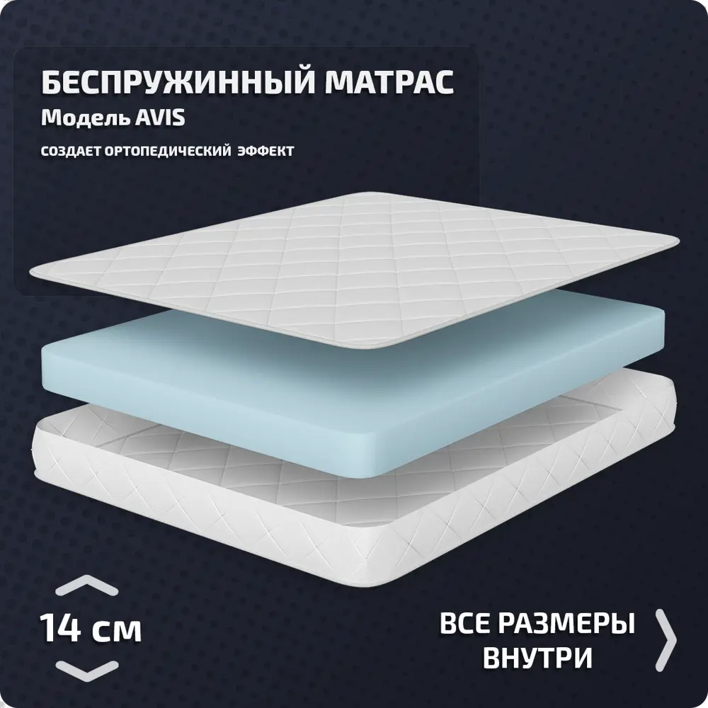 Фото Матрас Piterson Avis 70x200x14 см беспружинный 1-спальный Фото Матрас Piterson Avis 70x200x14 см беспружинный 1-спальный