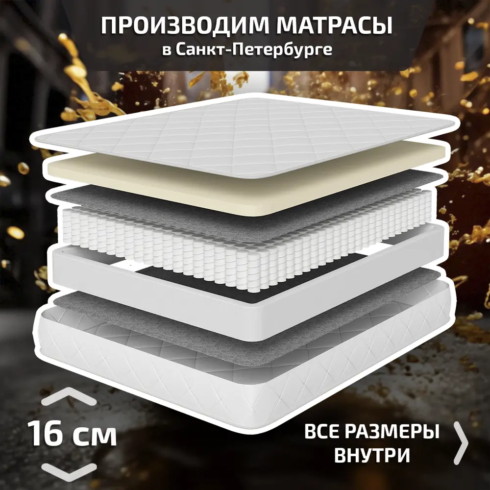 Фото Матрас Piterson Dropen 180x200x16 см независимый пружинный блок 2-спальный Фото Матрас Piterson Dropen 180x200x16 см независимый пружинный блок 2-спальный