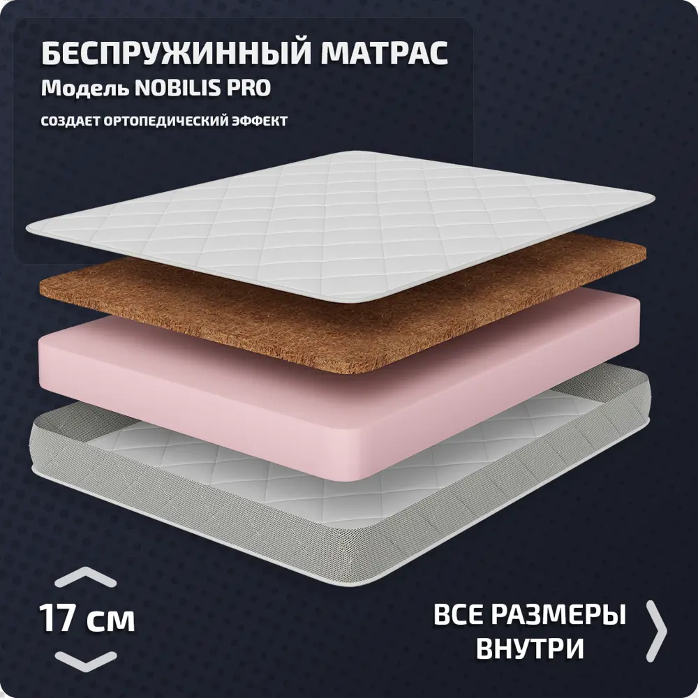 Фото Матрас Piterson Nobilis Nobilis_Pro_140x190 140x190x17 см беспружинный 2-спальный Фото Матрас Piterson Nobilis Nobilis_Pro_140x190 140x190x17 см беспружинный 2-спальный