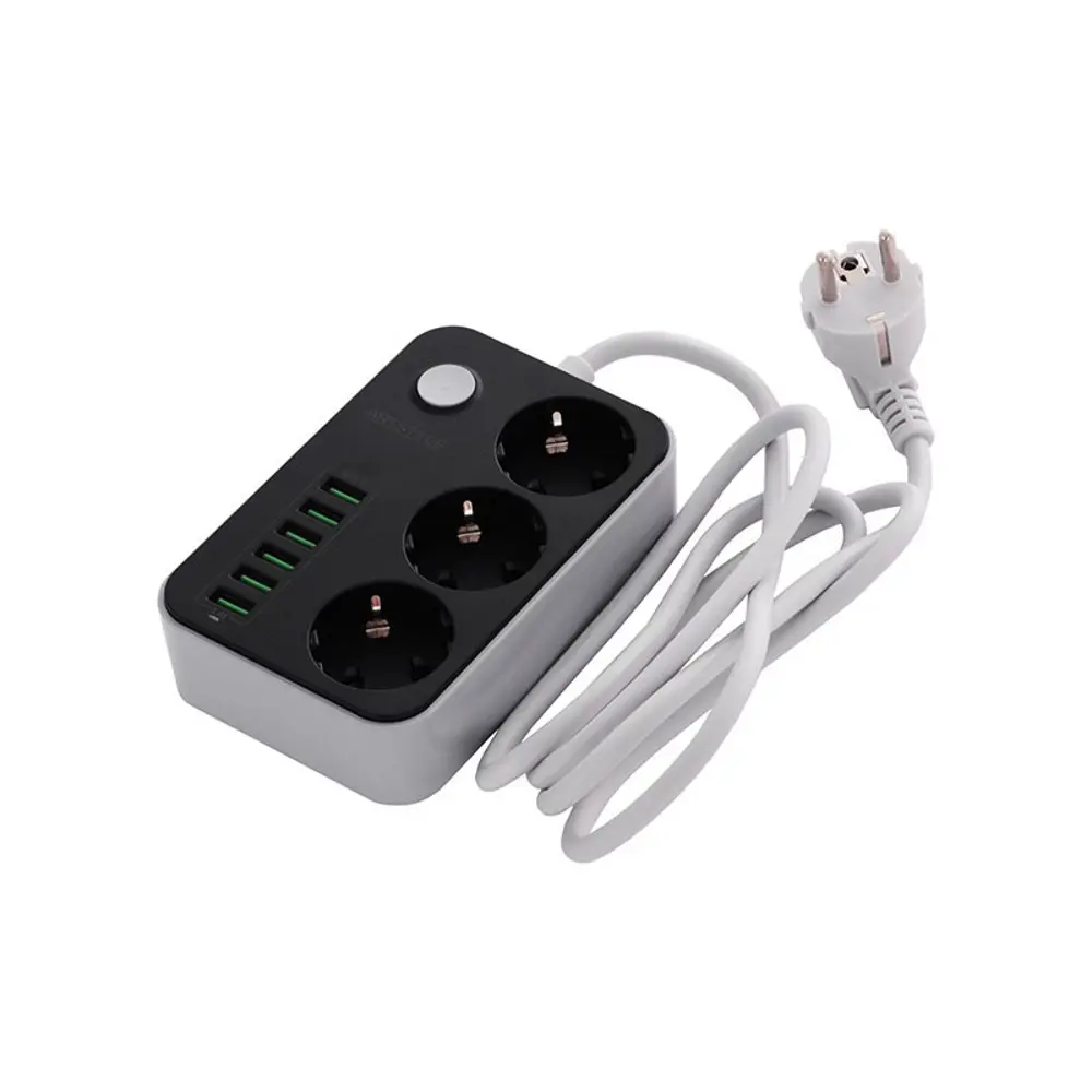 Фото 2 Сетевой фильтр Artstyle CL-3631B 3 розетки с заземлением 6 USB 1.6 м 2200 Вт цвет черный Фото 2 Сетевой фильтр Artstyle CL-3631B 3 розетки с заземлением 6 USB 1.6 м 2200 Вт цвет черный