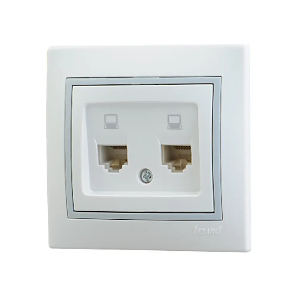 Фото Розетка RJ45 встраиваемая Lezard MIRA 701-0215-141, цвет белый/серый Фото Розетка RJ45 встраиваемая Lezard MIRA 701-0215-141, цвет белый/серый
