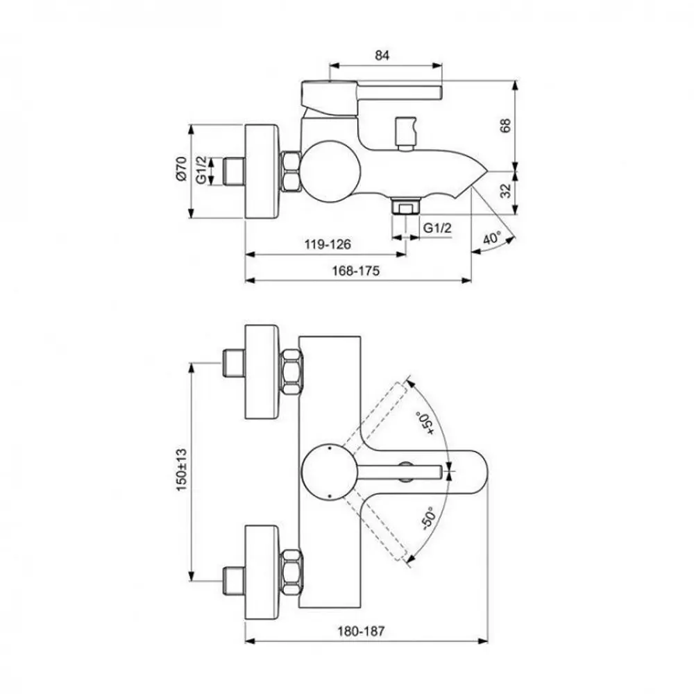 Фото 2 Смеситель для ванны Ideal Standard Ceraline Bc199U4 цвет черный Фото 2 Смеситель для ванны Ideal Standard Ceraline Bc199U4 цвет черный
