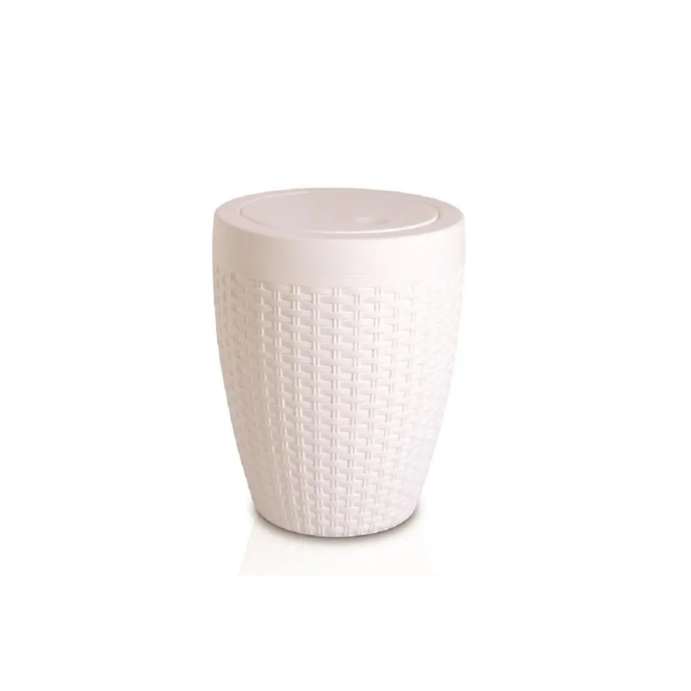 Фото Мусорное ведро Primanova Rattan D-19910 7л цвет белый Фото Мусорное ведро Primanova Rattan D-19910 7л цвет белый