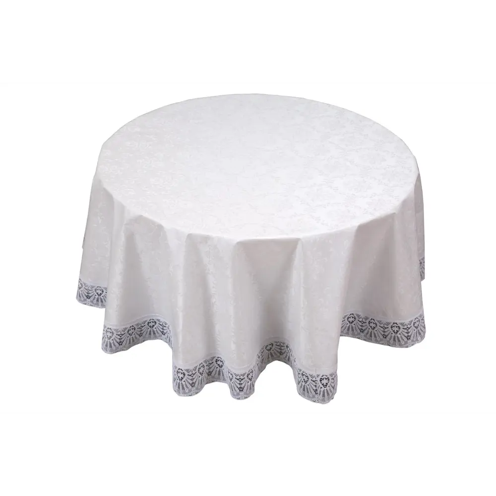 Фото Готовая скатерть "Meiwa" FPlus-DAMASK AZ WH круглая 178 см, белая Фото Готовая скатерть "Meiwa" FPlus-DAMASK AZ WH круглая 178 см, белая