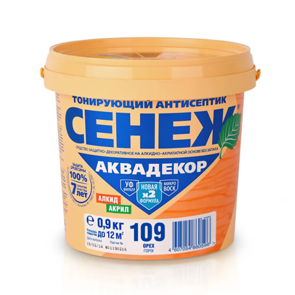 Фото Защитно-декоративная пропитка для дерева лессирующая Сенеж Аквадекор цвет орех 0.9 л Фото Защитно-декоративная пропитка для дерева лессирующая Сенеж Аквадекор цвет орех 0.9 л