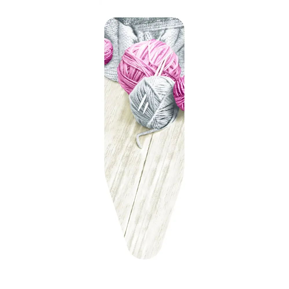 Фото Чехол для гладильной доски Клубки Пряжи Серый/Розовый 130x50см из хлопка Фото Чехол для гладильной доски Клубки Пряжи Серый/Розовый 130x50см из хлопка
