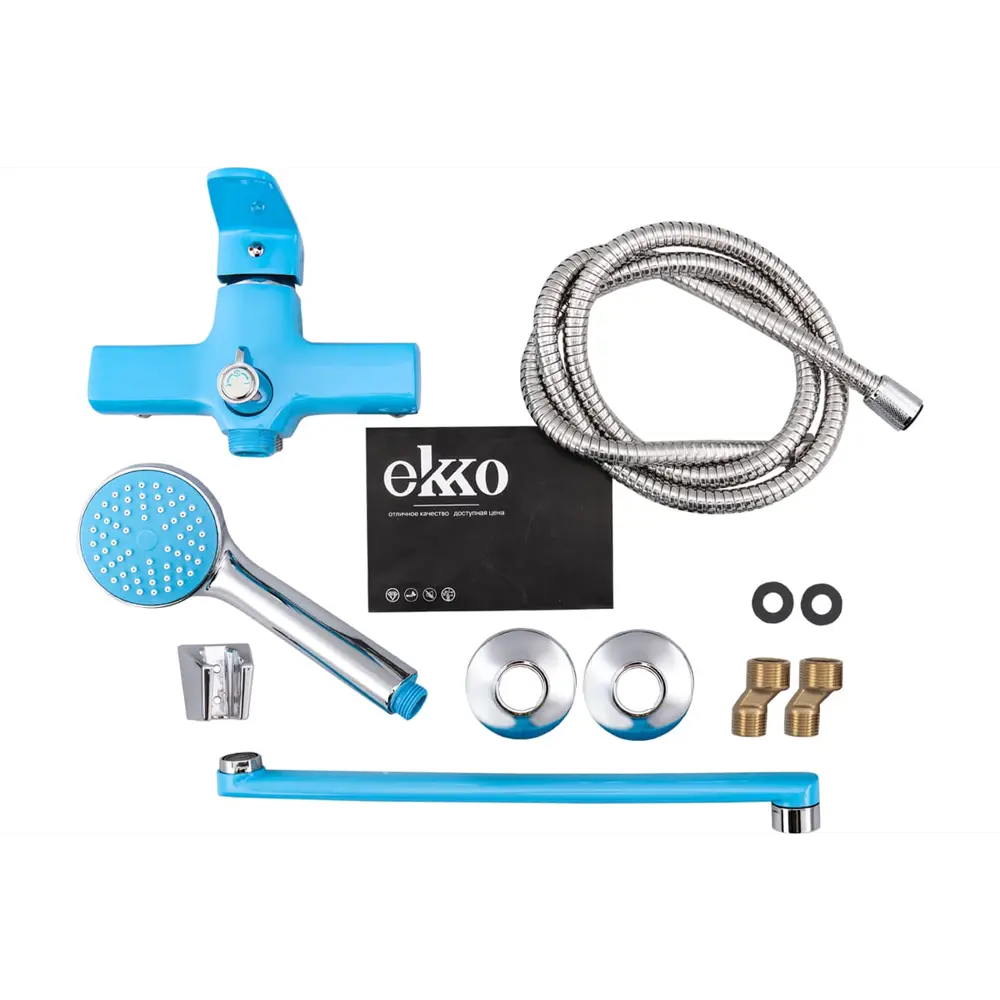 Фото 3 Смеситель для ванны Ekko E22304 однорычажный с душевой лейкой цвет синий Фото 3 Смеситель для ванны Ekko E22304 однорычажный с душевой лейкой цвет синий