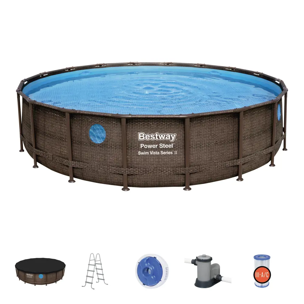 Фото Бассейн каркасный Bestway Power Steel Ротанг 549x122 см 23062 л Фото Бассейн каркасный Bestway Power Steel Ротанг 549x122 см 23062 л