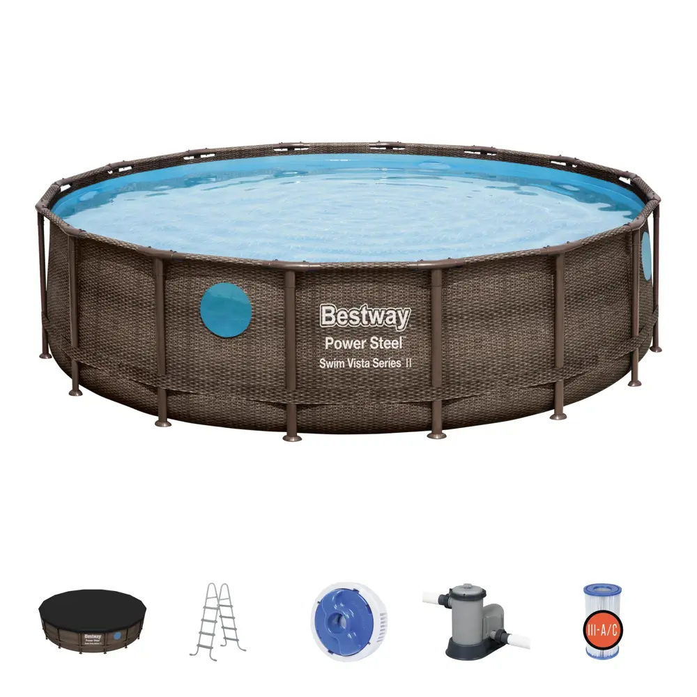 Фото Бассейн каркасный Bestway Power Steel Ротанг 488x122 см 19480 л Фото Бассейн каркасный Bestway Power Steel Ротанг 488x122 см 19480 л