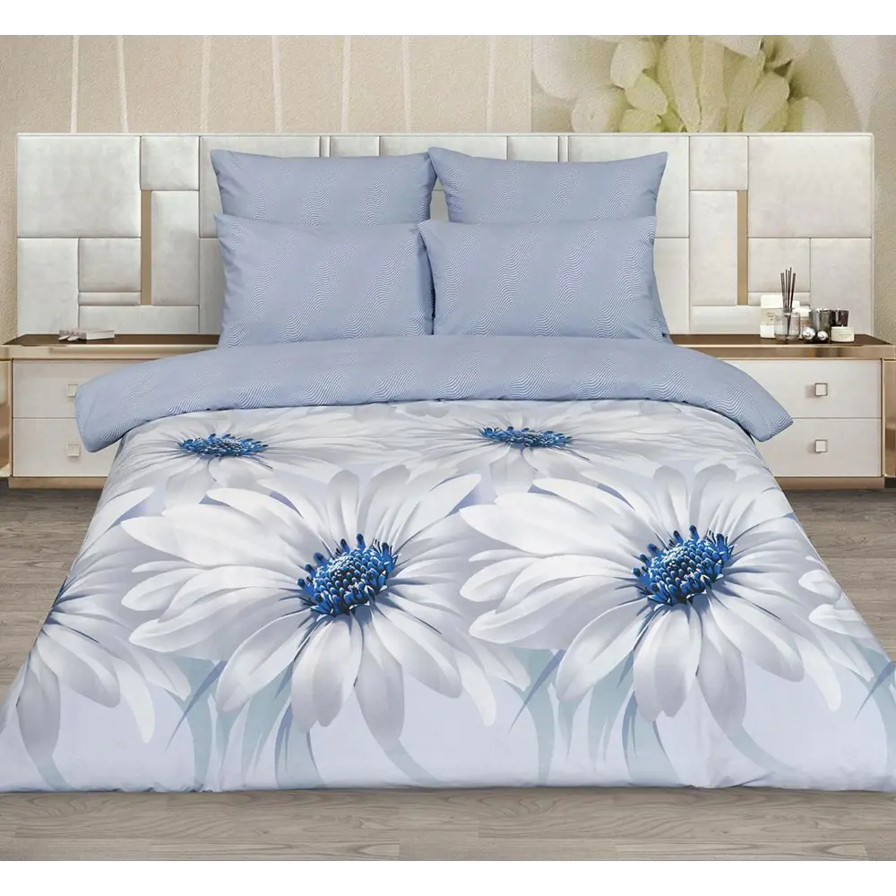 Фото Постельное белье Home Mercury Маргаритка 2 СП с европростыней Поплин 2 наволочки 70x70