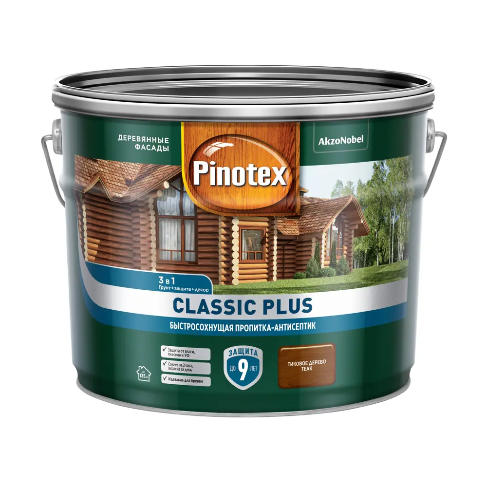 Фото Пропитка древесины PINOTEX 0С 00025067 полуматовый тик 9 л Фото Пропитка древесины PINOTEX 0С 00025067 полуматовый тик 9 л