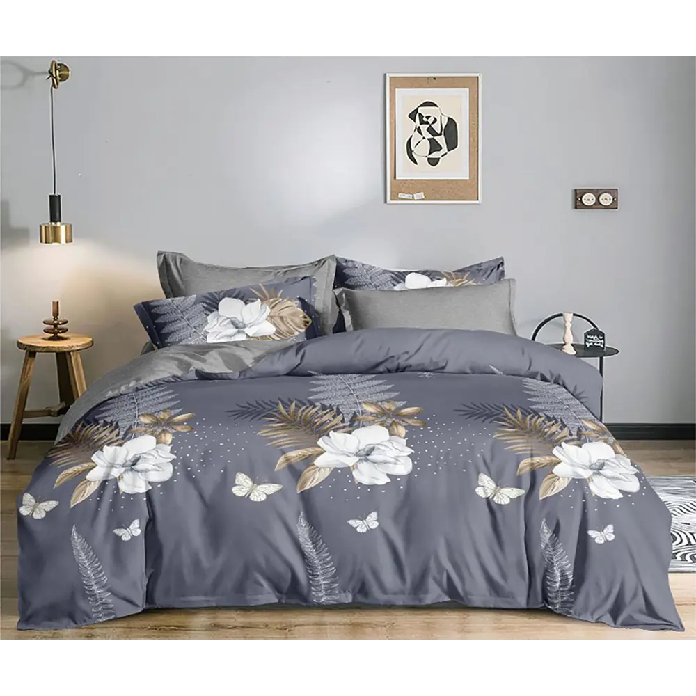 Фото Комплект постельного белья Home Mercury Флора 19914, семейный, поплин, разноцветный