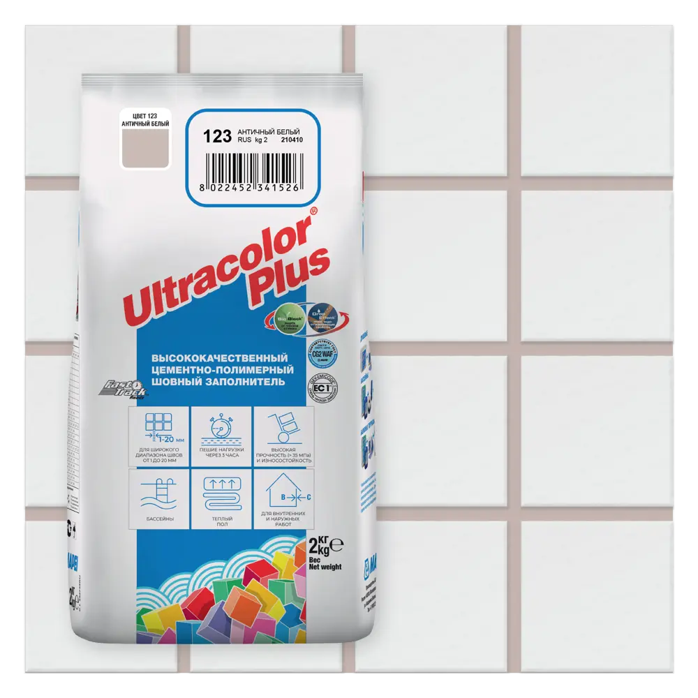 Фото Затирка Mapei Ultracolor Plus 123 Античный белый, 2 кг Фото Затирка Mapei Ultracolor Plus 123 Античный белый, 2 кг
