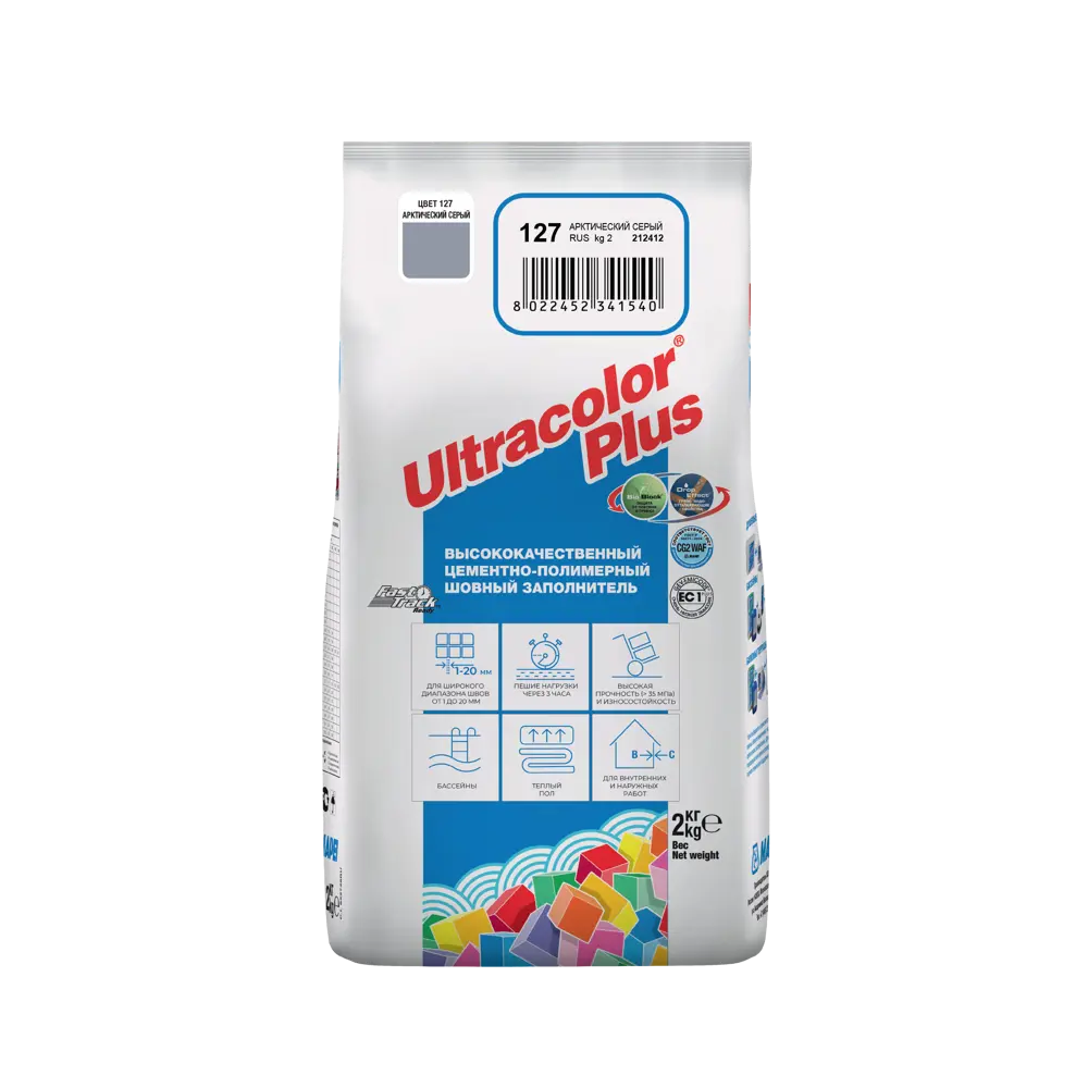 Фото 3 Затирка Mapei Ultracolor Plus 127 Арктический серый, 2 кг Фото 3 Затирка Mapei Ultracolor Plus 127 Арктический серый, 2 кг
