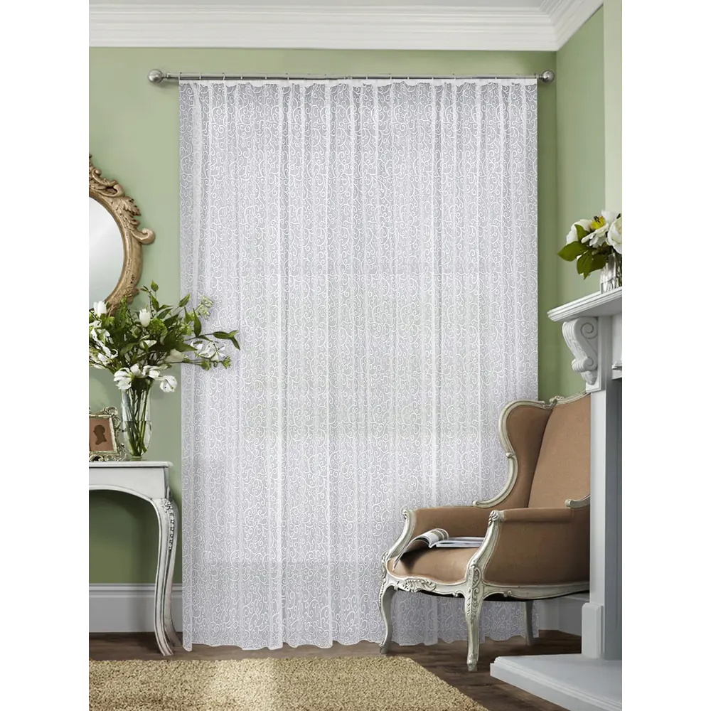 Фото Тюль на шторной ленте ТД Текстиль Деворе 300x270 см цвет белый Фото Тюль на шторной ленте ТД Текстиль Деворе 300x270 см цвет белый