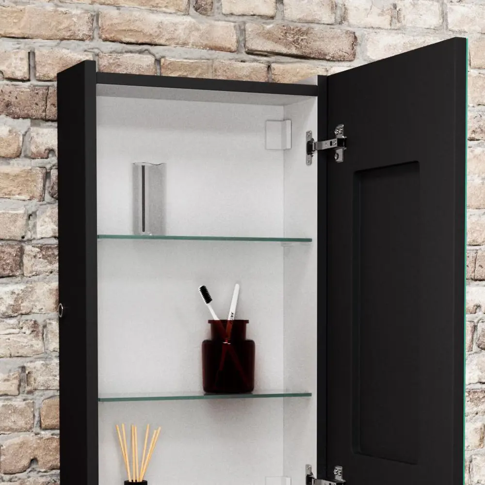 Фото 4 Зеркальный шкаф BAUEDGE Elite 35x65 Black Edition Soft touch LED BR3565R Фото 4 Зеркальный шкаф BAUEDGE Elite 35x65 Black Edition Soft touch LED BR3565R