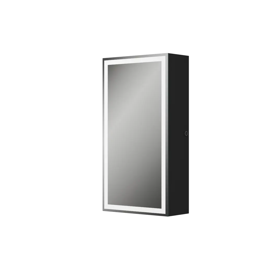 Фото Зеркальный шкаф BAUEDGE Elite 35x65 Black Edition Soft touch LED BR3565R Фото Зеркальный шкаф BAUEDGE Elite 35x65 Black Edition Soft touch LED BR3565R