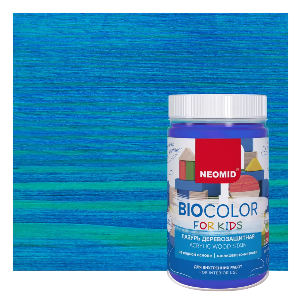 Фото Лазурь для дерева NOEMID BIO OCLOR FOR KIDS матовая 0.25 л синий