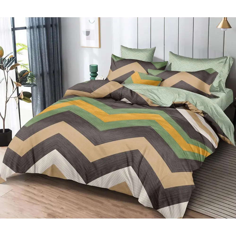 Фото Комплект постельного белья Home Mercury Фисташка 22148, двуспальный, поплин, разноцветный