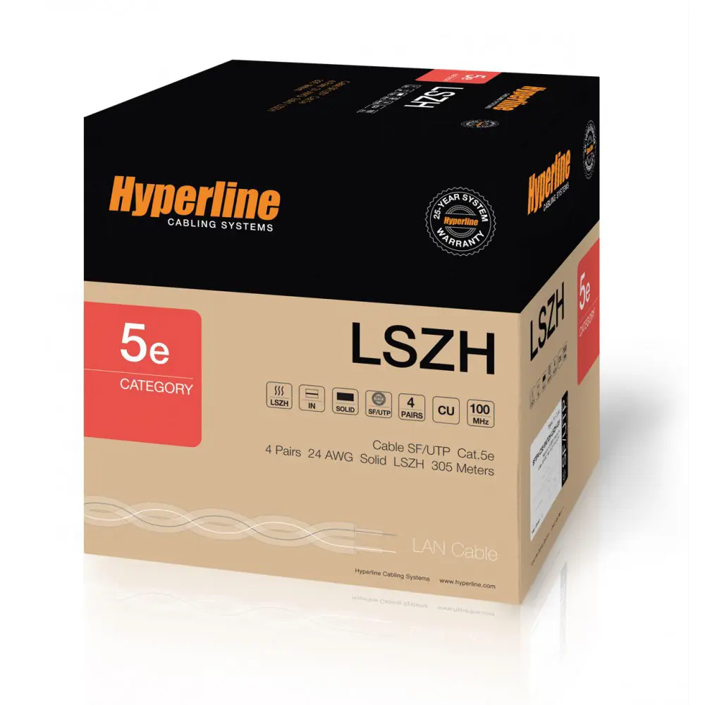 Фото Кабель витая пара Hyperline SF/UTP 305 м категория 5e цвет серый Фото Кабель витая пара Hyperline SF/UTP 305 м категория 5e цвет серый