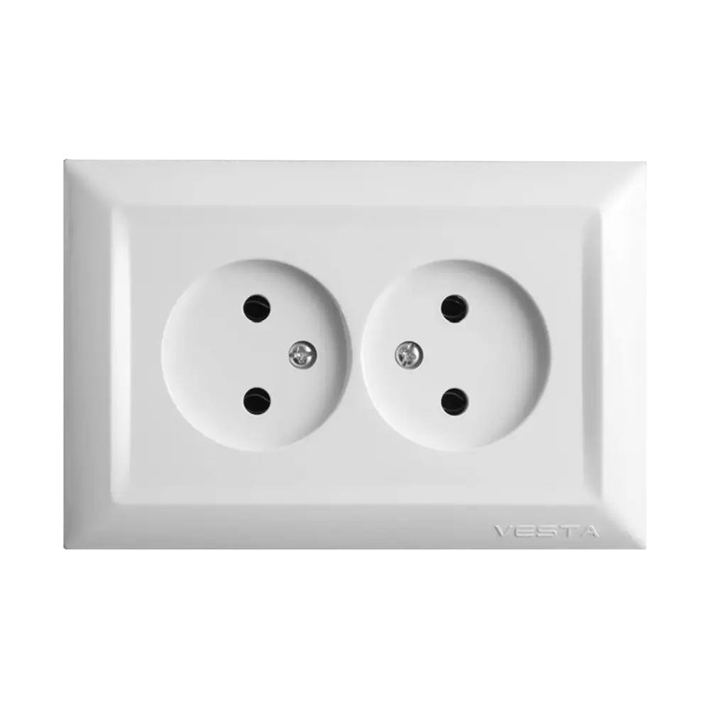Фото Розетка двойная встраиваемая Vesta-electric Roma FRZ00010203BEL цвет белый Фото Розетка двойная встраиваемая Vesta-electric Roma FRZ00010203BEL цвет белый