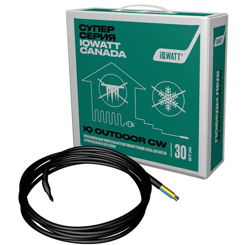 Фото Греющий кабель для обогрева крыш и водостоков Iqwatt Iq Outdoor CW 20 м 600 Вт Фото Греющий кабель для обогрева крыш и водостоков Iqwatt Iq Outdoor CW 20 м 600 Вт