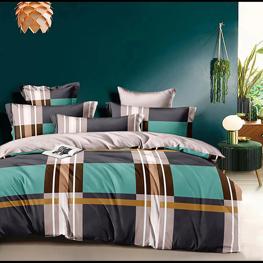 Фото Комплект постельного белья Home Mercury Шотландия 23110, семейный, поплин, разноцветный