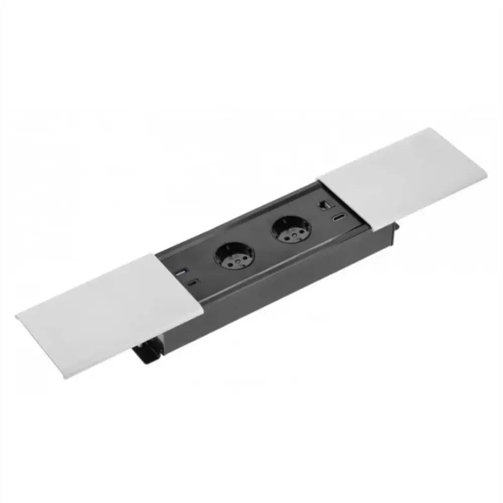 Фото Розетка двойная выдвижная встраиваемая Gtv AE-PB2SPRES ST-80 с заземлением 2 USB цвет серебристый Фото Розетка двойная выдвижная встраиваемая Gtv AE-PB2SPRES ST-80 с заземлением 2 USB цвет серебристый