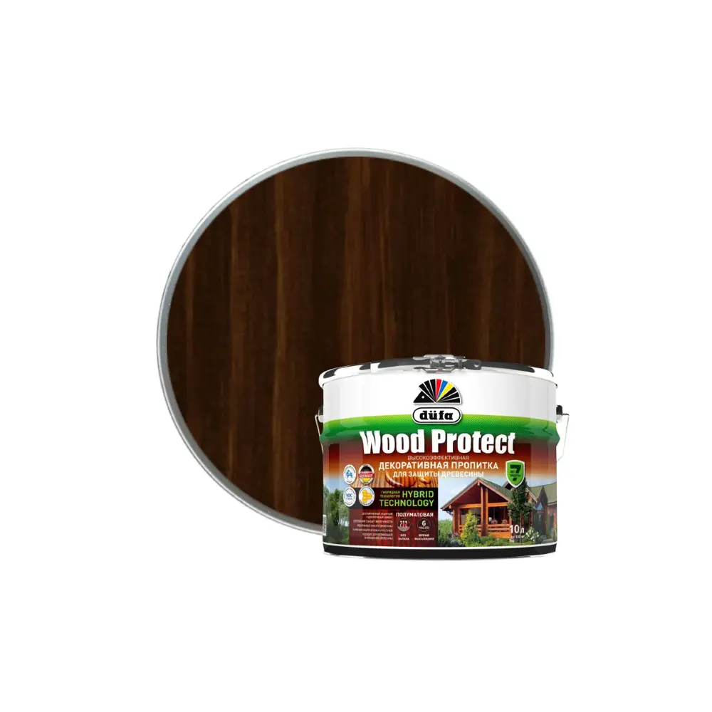 Фото Антисептик защитно-декоративный лессирующий Dufa Wood Protect полуматовый цвет палисандр 10 л Фото Антисептик защитно-декоративный лессирующий Dufa Wood Protect полуматовый цвет палисандр 10 л