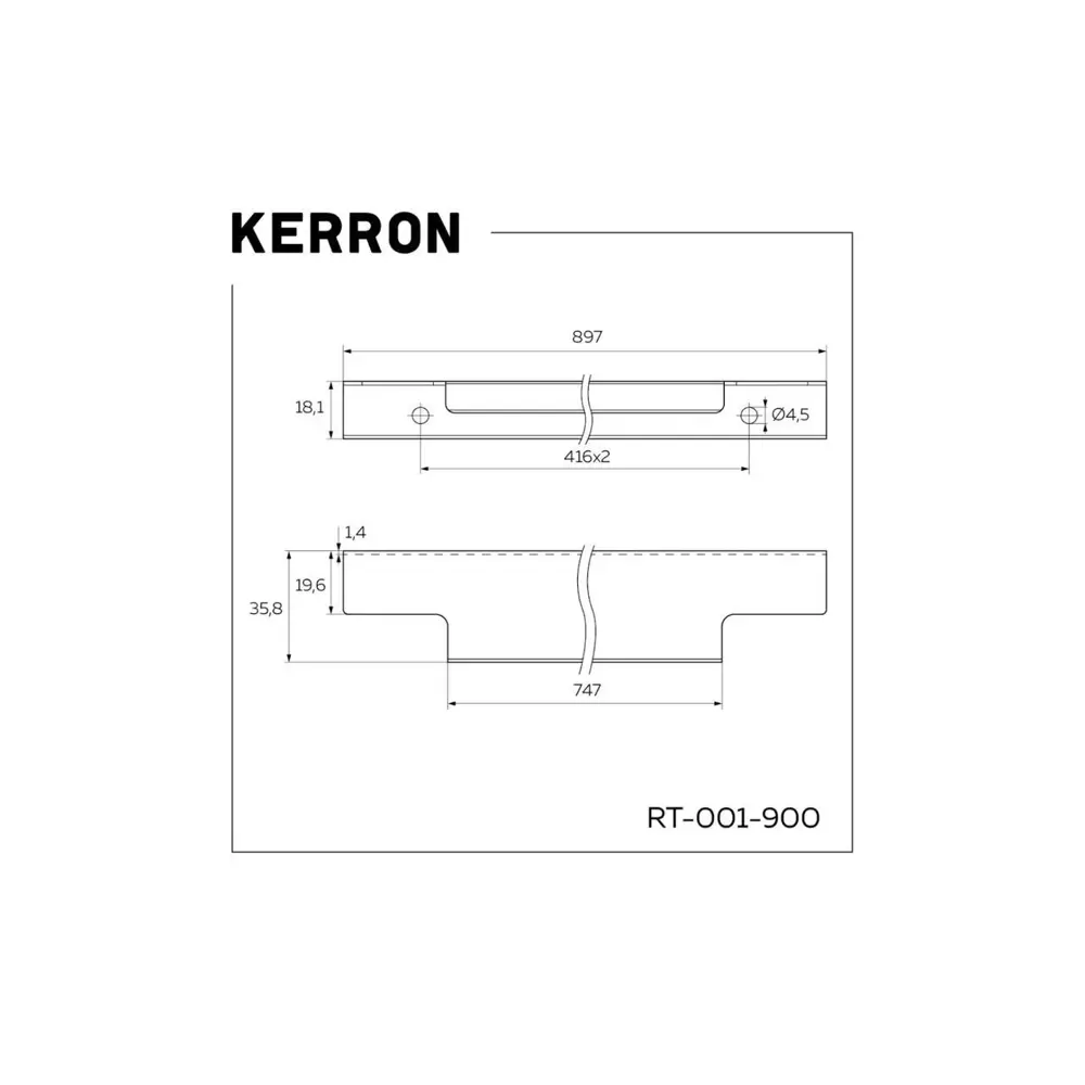 Фото 2 Мебельная ручка-профиль Kerron RT-001-900 BL матовый черный 900 мм Фото 2 Мебельная ручка-профиль Kerron RT-001-900 BL матовый черный 900 мм