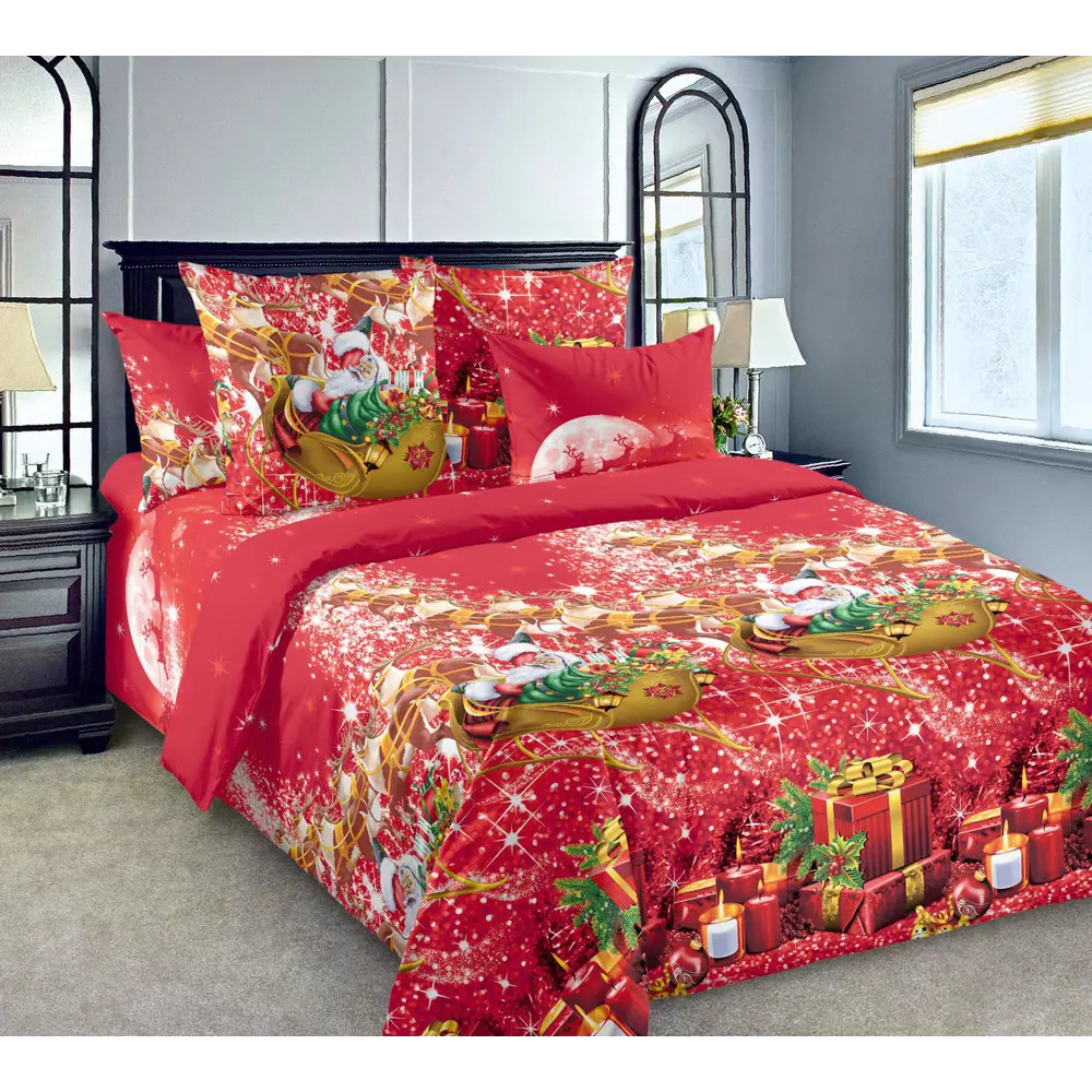 Фото Комплект постельного белья Home Mercury Новый год 24020, евро, перкаль, разноцветный Фото Комплект постельного белья Home Mercury Новый год 24020, евро, перкаль, разноцветный