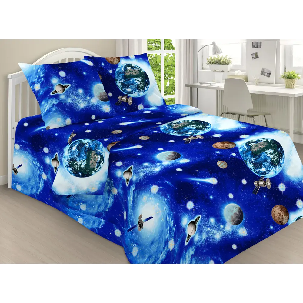 Фото Простыня Home Mercury Космос 23955, 145x214 см, поплин, без резинки