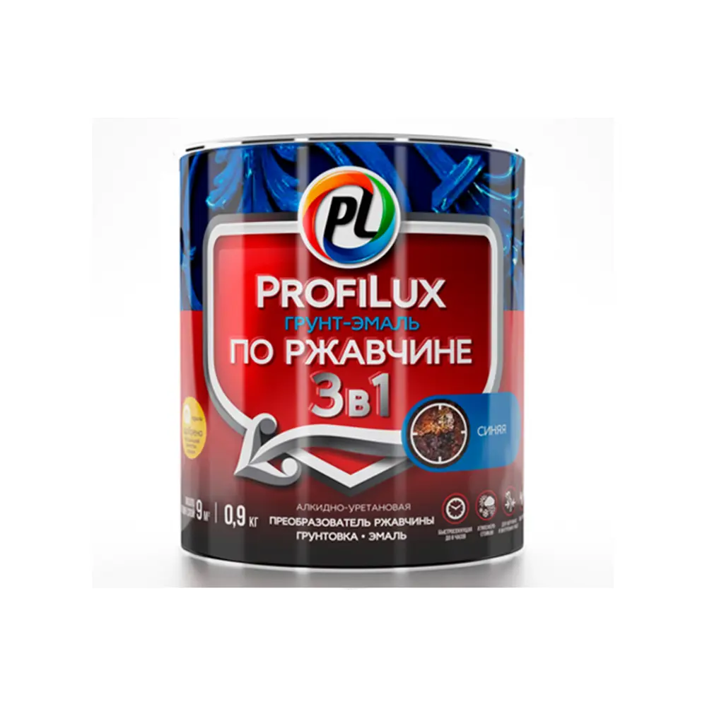 Фото Грунт-эмаль по ржавчине 3 в 1 Profilux Н0000003502 цвет синий 0.9 кг Фото Грунт-эмаль по ржавчине 3 в 1 Profilux Н0000003502 цвет синий 0.9 кг