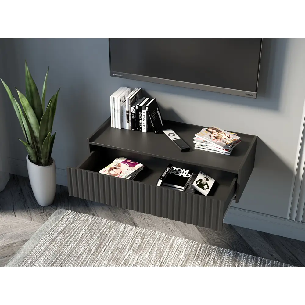 Фото 4 Тумба под телевизор Storys Тумба сити 75x35x20 черная с бортиком фреза 75x35x20 см ЛДСП цвет черный Фото 4 Тумба под телевизор Storys Тумба сити 75x35x20 черная с бортиком фреза 75x35x20 см ЛДСП цвет черный