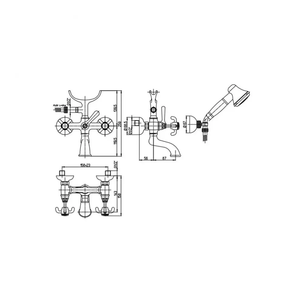 Фото 2 Смеситель для ванны Paini Ornellaia с аксессуаром 87CR105 Фото 2 Смеситель для ванны Paini Ornellaia с аксессуаром 87CR105