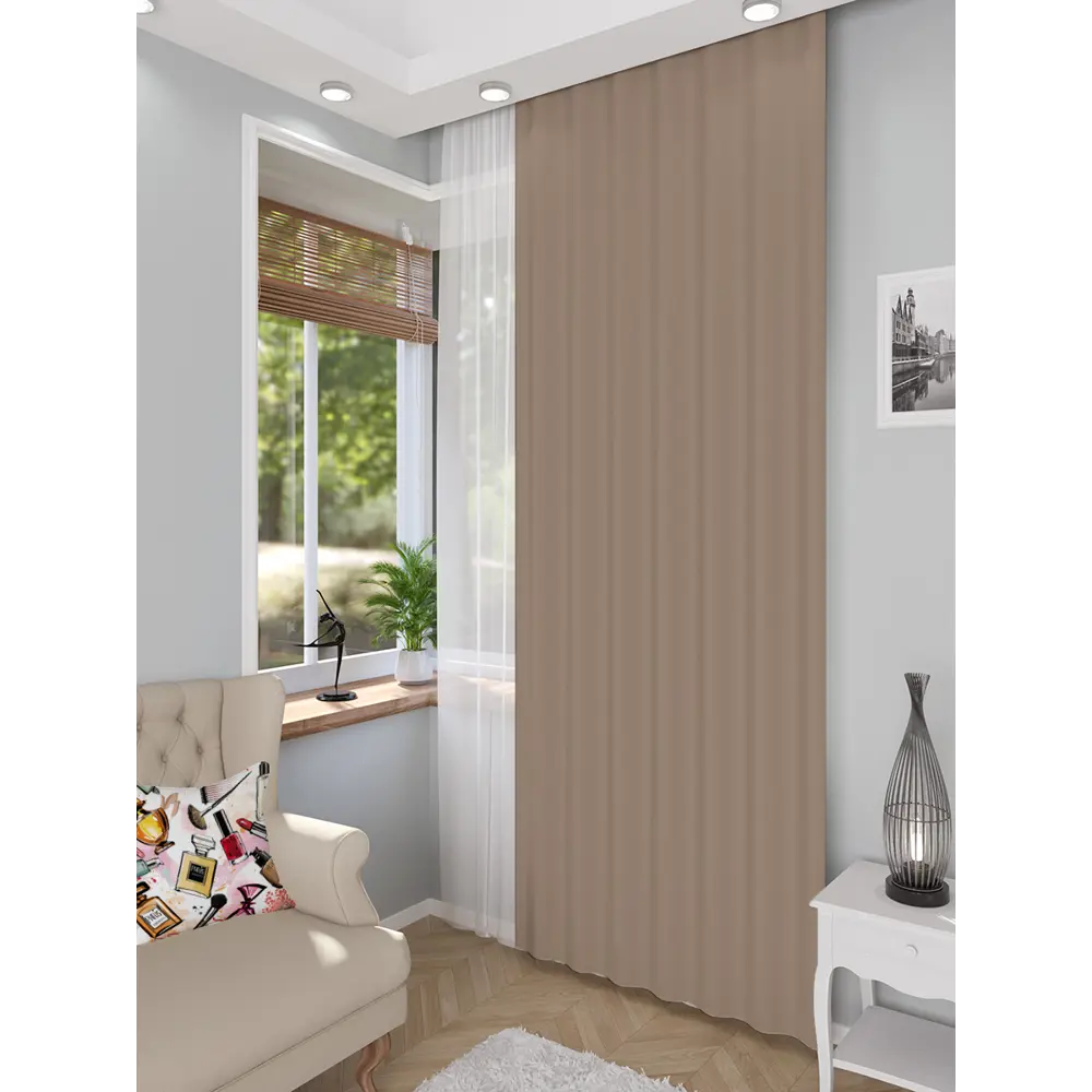 Фото 2 Тюль на шторной ленте Homepick Coffee 145x265 см цвет кофейный Фото 2 Тюль на шторной ленте Homepick Coffee 145x265 см цвет кофейный
