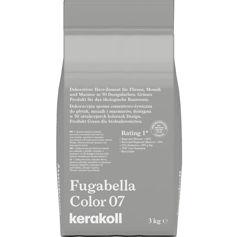 Фото Затирка гибридная Kerakoll Fugabella Color Цвет 07 Серый шелк 3 кг Фото Затирка гибридная Kerakoll Fugabella Color Цвет 07 Серый шелк 3 кг