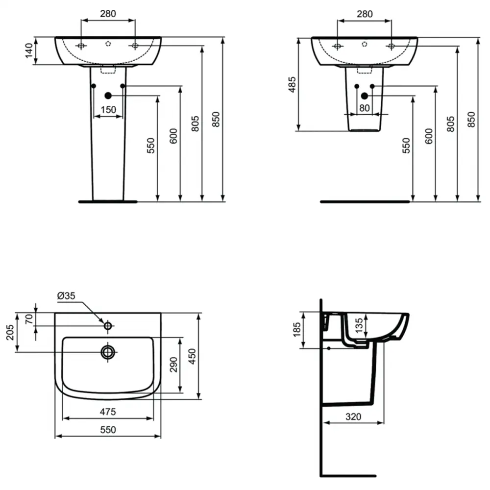 Фото 3 Раковина встраиваемая Ideal standard T056501 55см Фото 3 Раковина встраиваемая Ideal standard T056501 55см