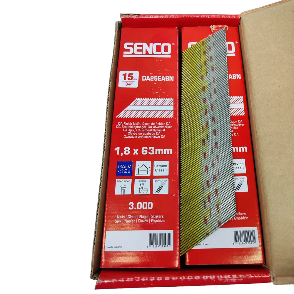 Фото 8 Финишные гвозди Senco DA 1.8x63 Гальваника 3000 шт Фото 8 Финишные гвозди Senco DA 1.8x63 Гальваника 3000 шт