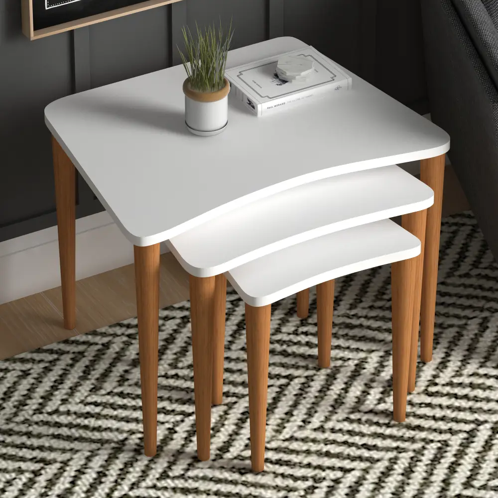 Фото Комплект журнальных столиков Ismat Decor 3 шт Nero Zigon белый Фото Комплект журнальных столиков Ismat Decor 3 шт Nero Zigon белый