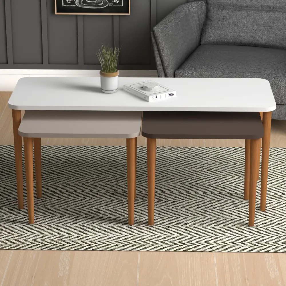 Фото 3 Комплект журнальных столиков Ismat Decor 3 шт Omega белый Фото 3 Комплект журнальных столиков Ismat Decor 3 шт Omega белый