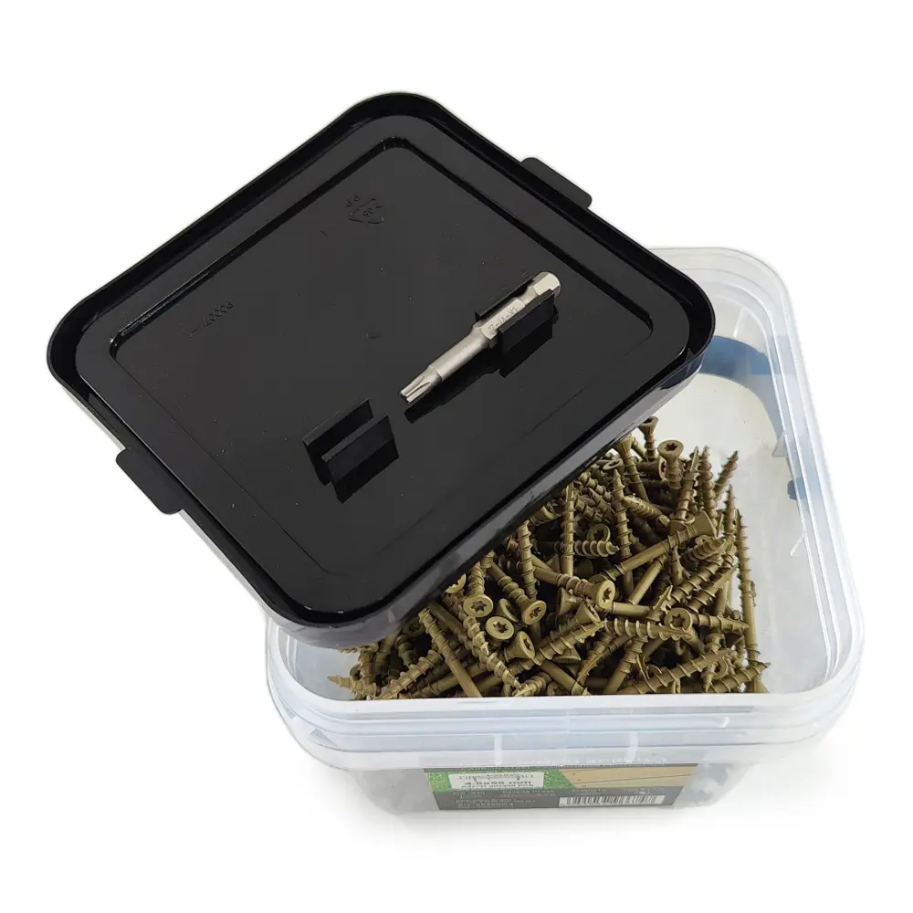 Фото Саморезы универсальные Deck Wood Screws 55x4.5 мм C4 T20 для монтажа террас и фасадов 350 шт Фото Саморезы универсальные Deck Wood Screws 55x4.5 мм C4 T20 для монтажа террас и фасадов 350 шт