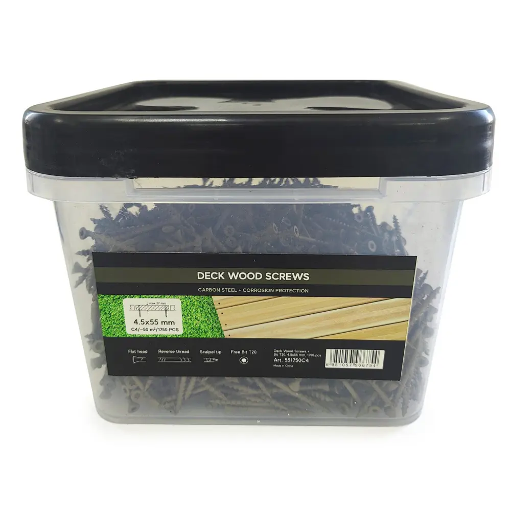Фото 2 Саморезы универсальные Deck Wood Screws 55x4.5 мм C4 T20 для монтажа террас и фасадов с антикоррозийным покрытием 1750 шт Фото 2 Саморезы универсальные Deck Wood Screws 55x4.5 мм C4 T20 для монтажа террас и фасадов с антикоррозийным покрытием 1750 шт